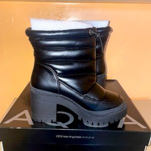 Aqua Women’s Puff Quilted High Block Heel Boots